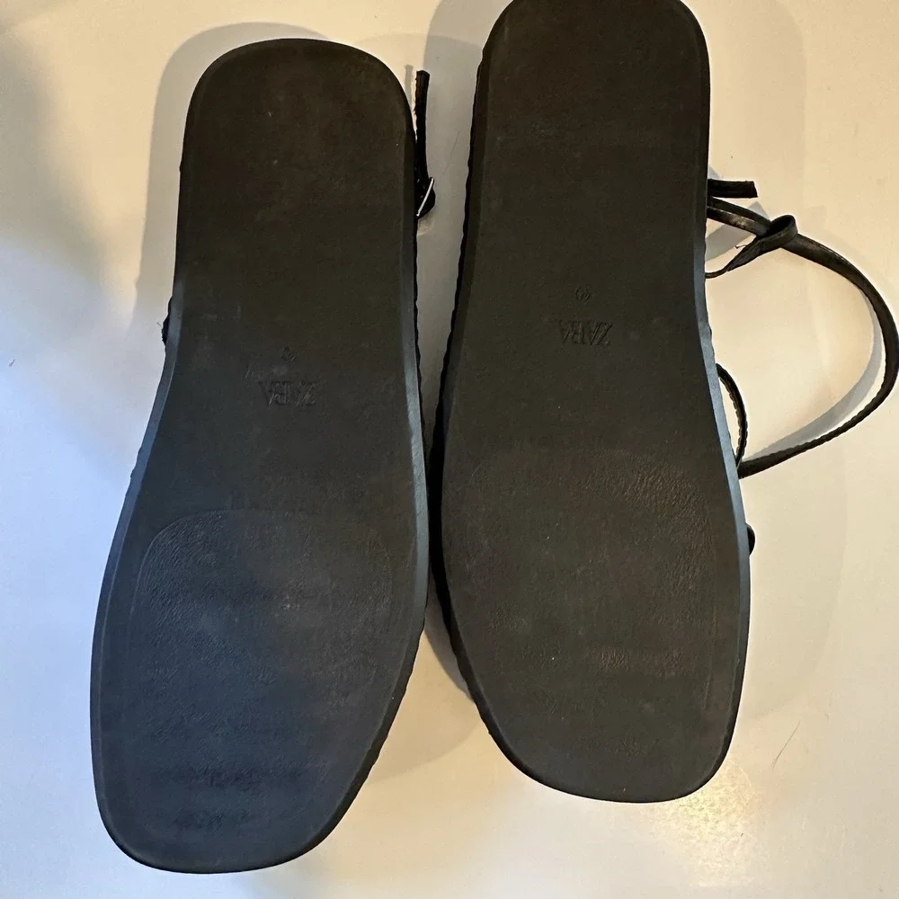 Zara Flatform Leather‎ Rope Strappy Platform Chunky Sandal Size 40 EUC Size 9 - Picture 4 of 6